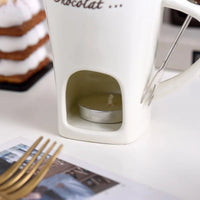 Hot Chocolate Fondue Mug Ceramic Mini Chocolate Melting Cup Butter Warmer Heating Tableware Creative Household Drinking Utensils Good Vibrations