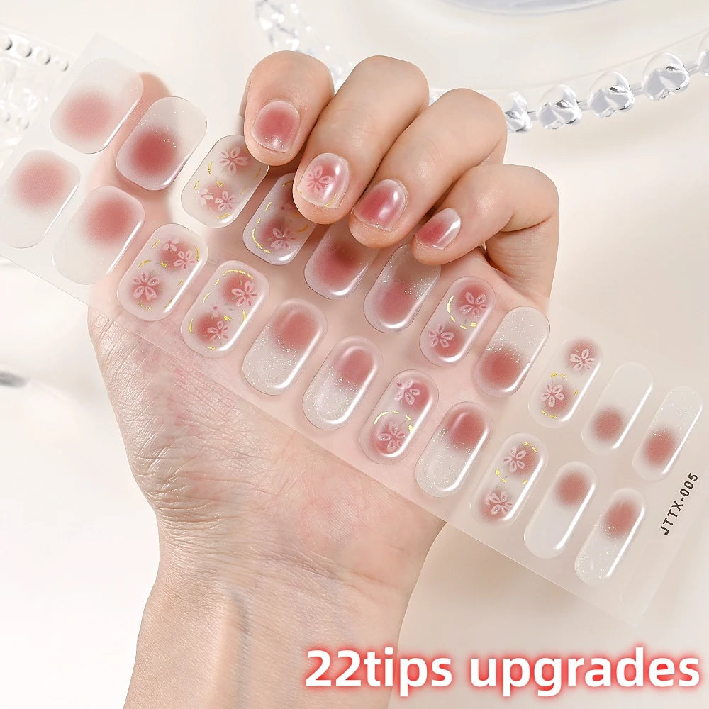 UV Semi-Cured Gel Nail Wraps Stickers Strips French Long Lasting Full Cover LED Gel Semi Cured Nail Sliders For Nail Extension & Good Vibrations