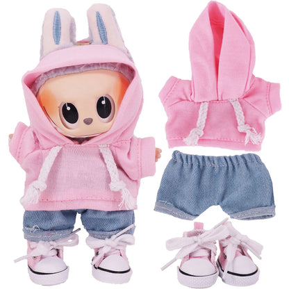 Doll Clothes Set For labubu 17cm Plush Doll Accessories Girl's Toys Birthday And Christmas Gifts Good Vibrations