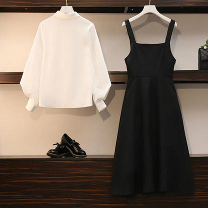 Dress Sets Women Chic Fashion Elegant Office Lady Outfits 2 Piece Korean Fall Basic Simple Female Shirts Vestido Mujer Aesthetic Good Vibrations