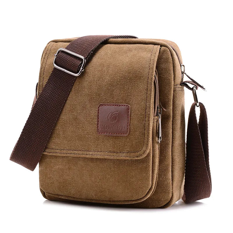 Casual Crossbody Bag, Men's Retro Canvas Crossbody Bag, Suitable for Going Out and Daily Commuting, Shoulder Bag Good Vibrations