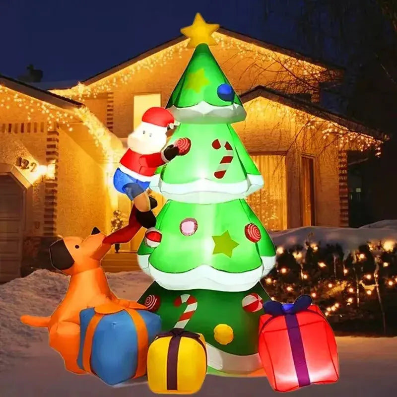 Christmas Decoration 2.1M Inflatable Toys Dog Santa Claus Xmas Tree Indoor Outdoor Decor With LED Lights New Year Gift Yard Prop Good Vibrations