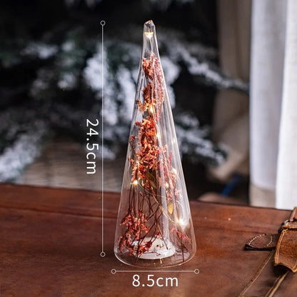 Christmas Tree Glass Night Light for Home Xmas Romantic Holiday Atmosphere Arbol De Navidad Ornaments LED Luminous Decoration Good Vibrations