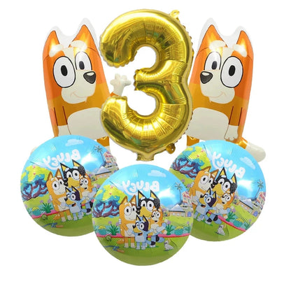 Bluey Christmas Birthday Party dinnerware Disposable Banner Cake Topper Hanging Flag bluey number Balloons Birthday Decoration Good Vibrations