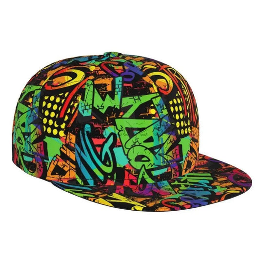 Colorful Graffiti Art Print Baseball Cap Adjustable Snapback Hat for Men Women Unisex Hip Hop Caps Flat Bill Brim Hats Good Vibrations