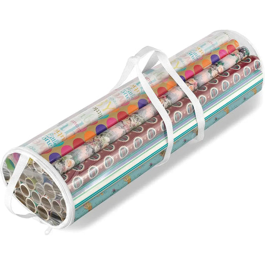 Gift Wrapping Paper Storage Transparent Storage Bag Holiday Paper Tube Zipper Packaging with Handle LargeCapacity Waterproof Bag Good Vibrations
