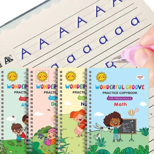 4 Books Pen Magic Copy Book Free Wiping Children Kids Writing Sticker Practice English Copybook For Calligraphy Montessori Gift Good Vibrations