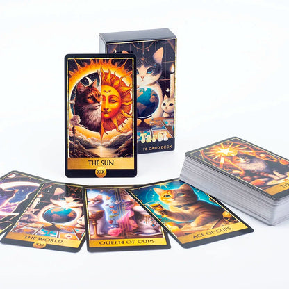 Cat Tarot A 78 Card Deck High Quality English Version Board Game for Easy and Fun Fortune Telling Perfect for Family Gatherings Good Vibrations