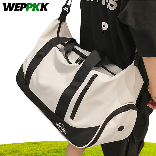 1PCS Gym Duffle Bag with Shoe & Wet Compartments, Multiple Pockets, Adjustable Shoulder Strap for Sports, Travel,Fitness,Workout Good Vibrations