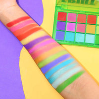 15 Colors Eyeshadow Palette Set Colorful Neon Rainbow Makeup Eyeshadow Palette Vibrant Shimmer Matte Pigmented Blendable Make Up Good Vibrations