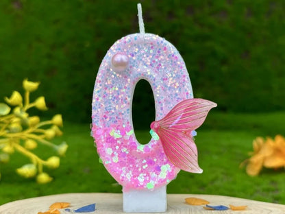 Digital Birthday Candles Party Decoration Birthday Pink Candles Sparkling Pink Beauty Fish Tail Wedding Boys Girls Gifts Number Good Vibrations