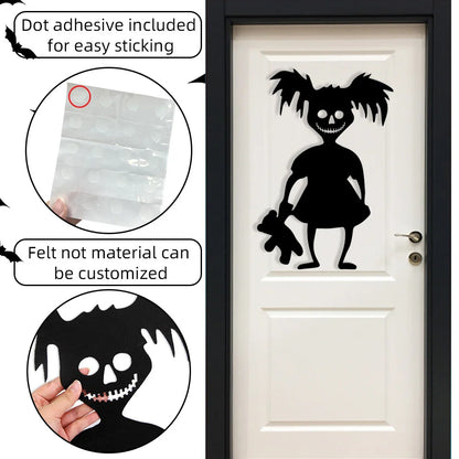 Halloween Decorations,Skeleton,Pumpkins,Halloween Horror Door Stickers,Ghost Festival,party Decor,felt Wall Stickers,Room Decor Good Vibrations