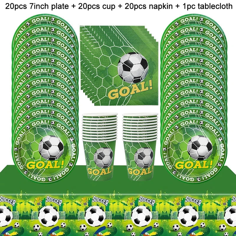 Soccer Party Disposable Tableware Paper Plates Cups Napkins Tablecloth Kids Boys Football Birthday Party Decoration Supplies Good Vibrations