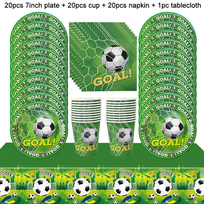 Soccer Party Disposable Tableware Paper Plates Cups Napkins Tablecloth Kids Boys Football Birthday Party Decoration Supplies Good Vibrations