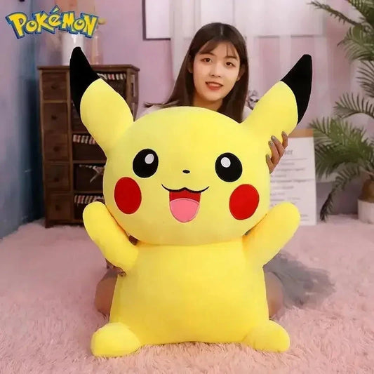 25/45/55/65CM Pokemon Pikachu Plush Doll Japanese Cartoon Animal Stuffed Children's Pikachu  Ornament Cushion Plushies Gift Good Vibrations