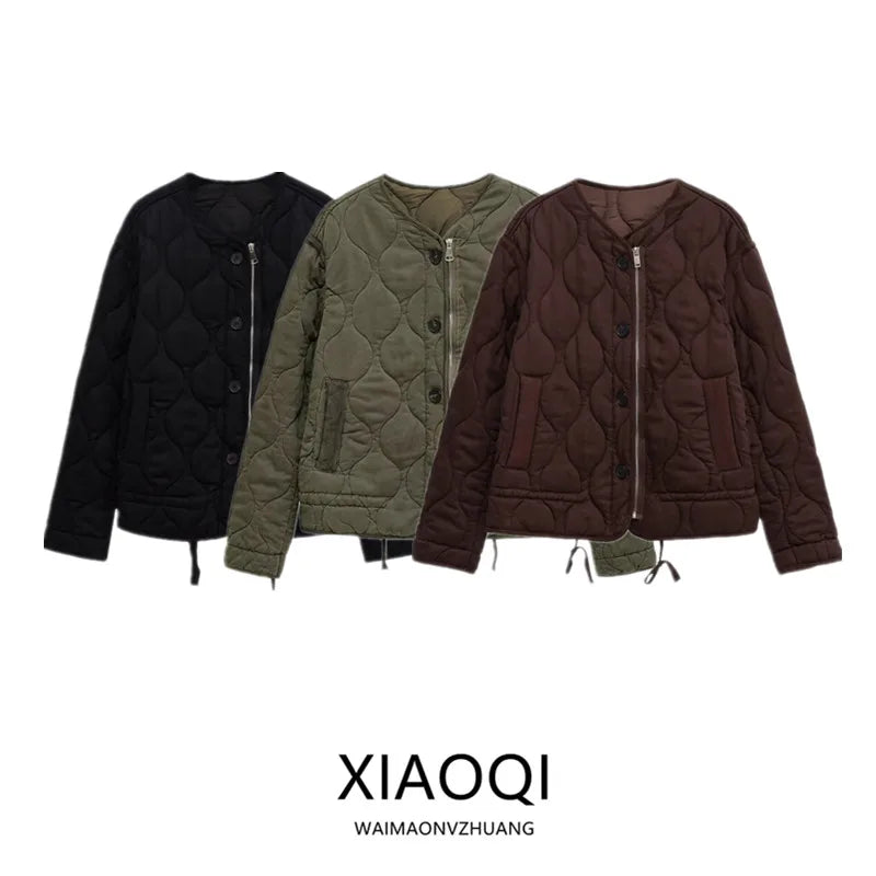 Loose Long Sve round Ne Cotton Jaet Women's Spring Autumn New Sle Casual Comfortable Outerwear Zipper Closure  ... Good Vibrations