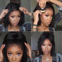 Wear And Go Glueless Wigs Yaki Straight Bob Wigs 13x4 Lace Front Wigs Human Hair Kinky Straight Lace Frontal Wigs Tissage Humain Good Vibrations