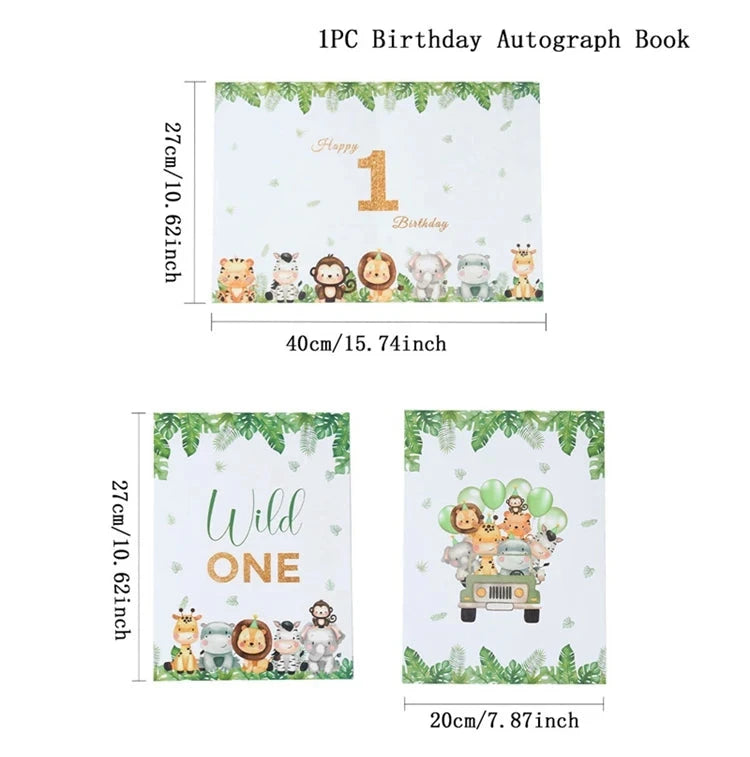 Jungle Safari Birthday Decoration Jungle Animals 1st Birthday Gifts Decoration Wild One Birthday Tableware Baby Shower Decor Good Vibrations