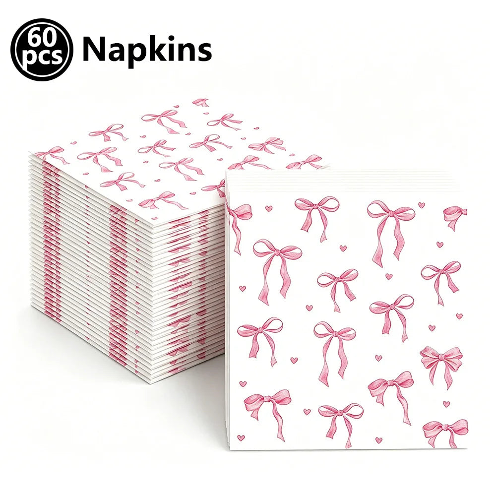 Pink Banner Happy Birthday Bow Balloon Straw Disposable Paper Plate Napkin Cup Tableware Princess Girl Birthday Party Supplies Good Vibrations