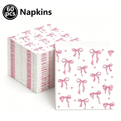 Pink Banner Happy Birthday Bow Balloon Straw Disposable Paper Plate Napkin Cup Tableware Princess Girl Birthday Party Supplies Good Vibrations
