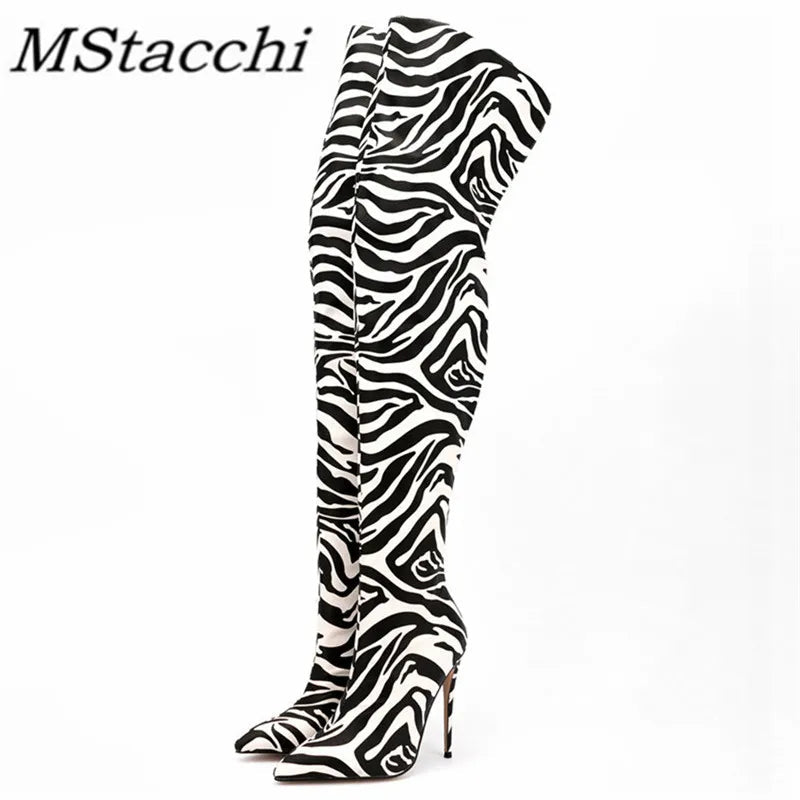 2025 New Women Over The Knee Boots Sexy Ladies Party High Heels Shoes Pointed Toe Stiletto Women Long Botas Femininas Good Vibrations