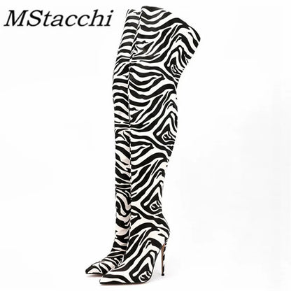 2025 New Women Over The Knee Boots Sexy Ladies Party High Heels Shoes Pointed Toe Stiletto Women Long Botas Femininas Good Vibrations