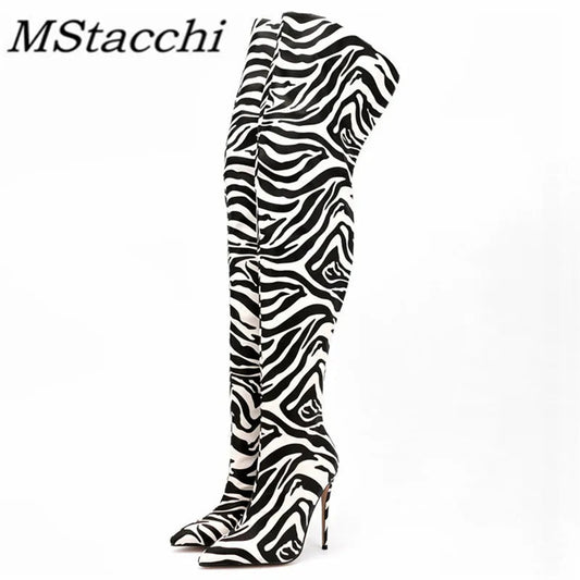 2025 New Women Over The Knee Boots Sexy Ladies Party High Heels Shoes Pointed Toe Stiletto Women Long Botas Femininas Good Vibrations
