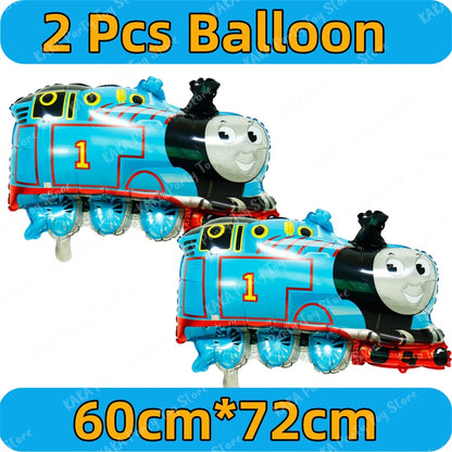 Thomas Birthday Decorations Cartoon Train Balloons Paper Tableware Stickers Backdrop For Kids Boy Girl Party Supplies Toy Gifts Good Vibrations