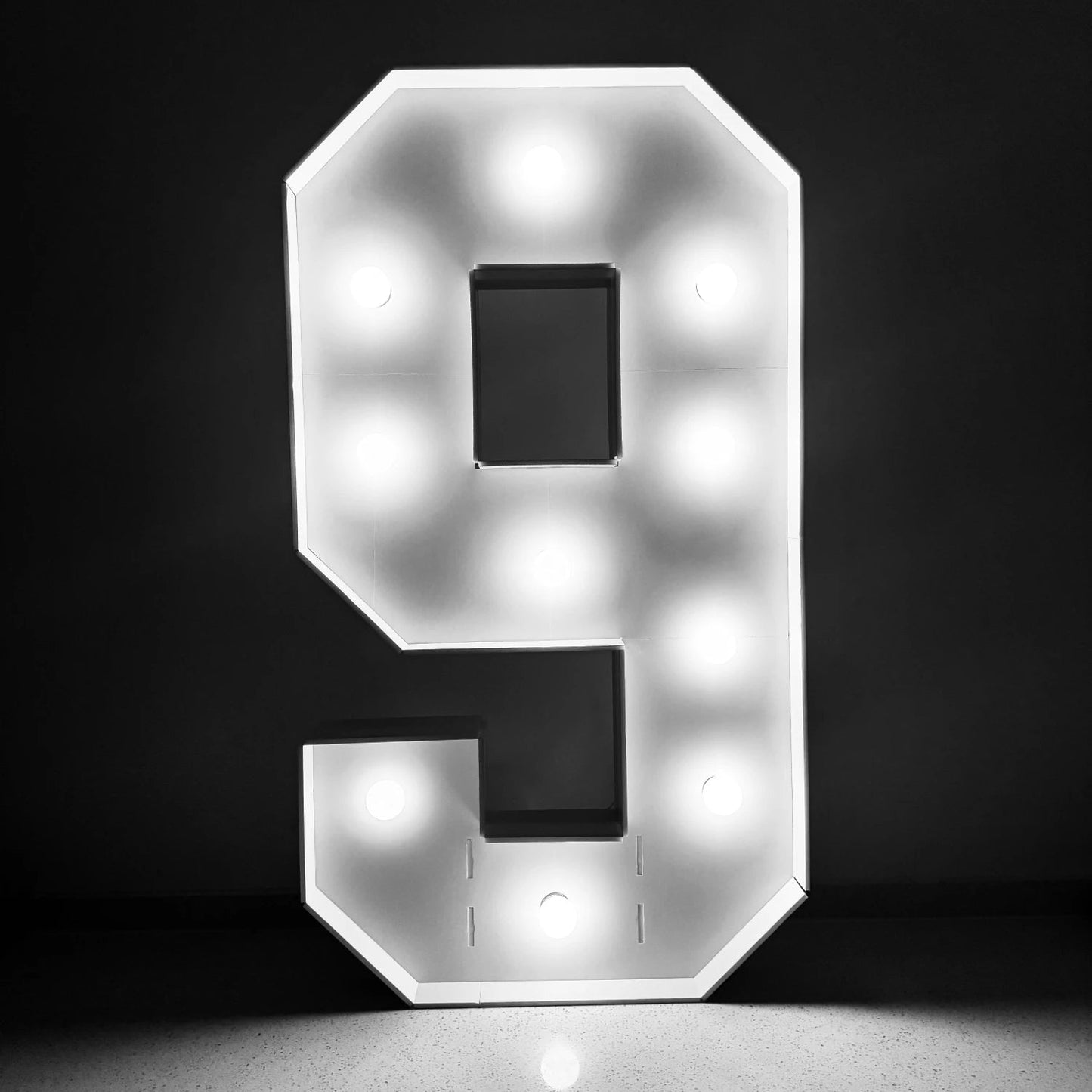 1Pc 73cm/28.7inch Light Up Digital Marquee Frame White Lights KT Board Number 0-9 Plug-in KT Board With Bracket Party Decorative Good Vibrations