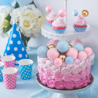 20Pcs Balls Cake Topper Pink Blue Gold Cake Balls Baking Decoration Birthday Wedding Anniversary Cake Picks Insert Toppers Decor Good Vibrations