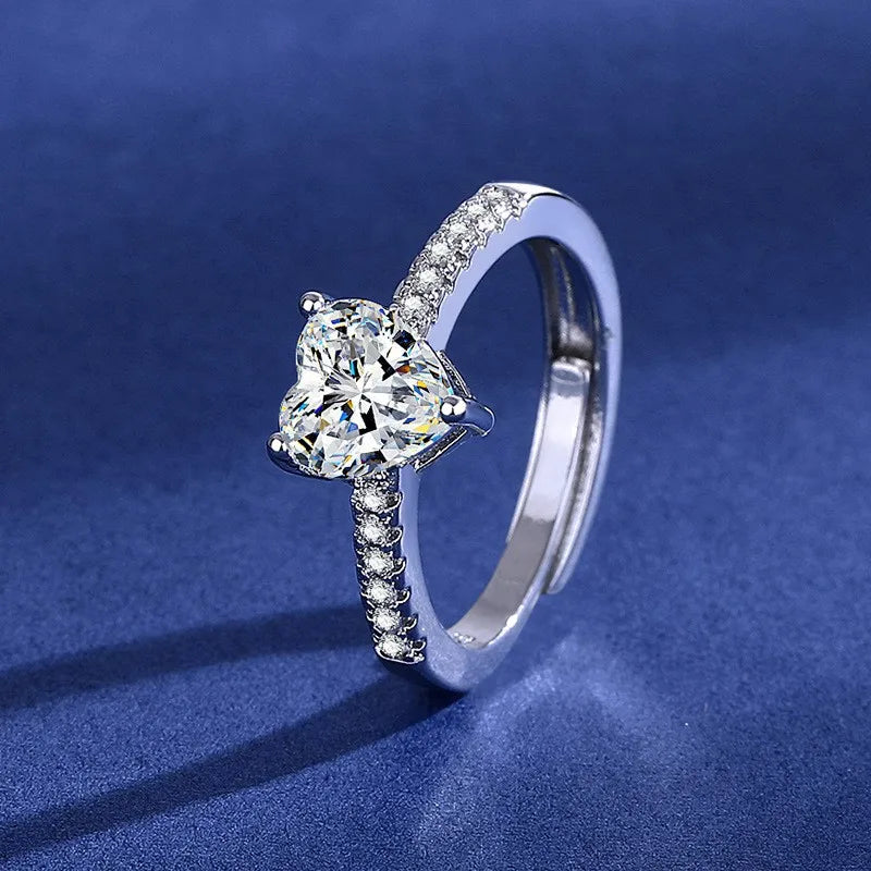 925 Sterling Silver Classic Ring for Women Heart jewelry simple diamond ring imitation diamond women's ring R235 Good Vibrations