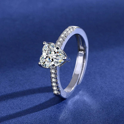 925 Sterling Silver Classic Ring for Women Heart jewelry simple diamond ring imitation diamond women's ring R235 Good Vibrations