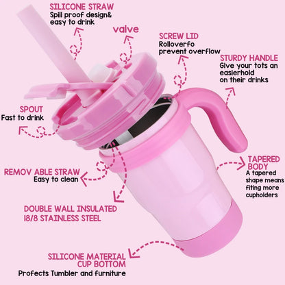 420ML Kids Thermos Bottle Leak Proof Tumbler With Handle Stainless Steel Travel Straw Mug For Toddler Boys Girls Christmas Gifts Good Vibrations