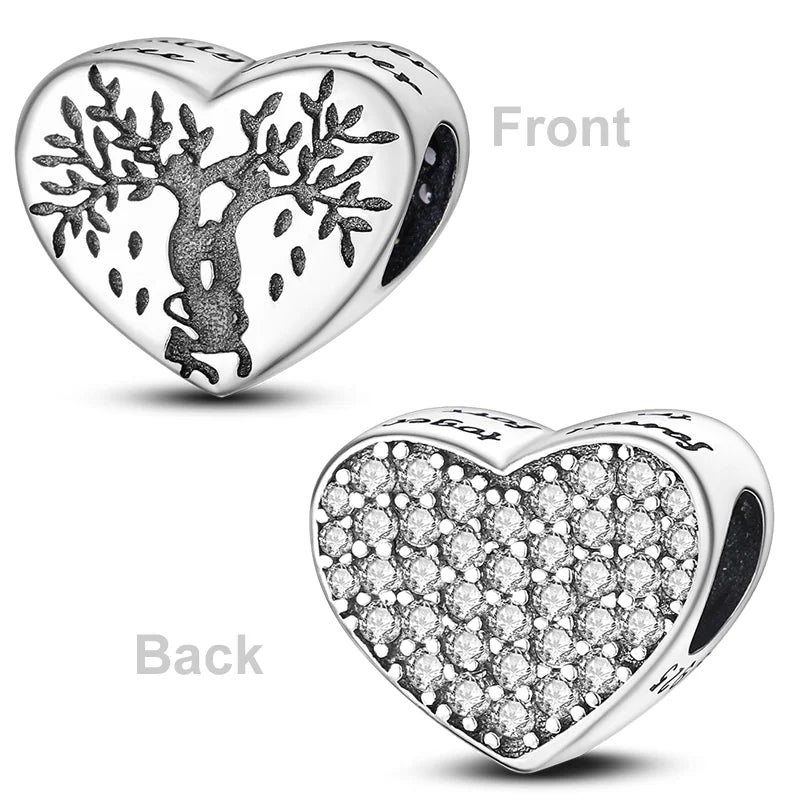 Heart Shape 925 Sterling Silver Family Lover Affection Pendant Charm Beads Fit Original Bangle Bracelet DIY Jewelry For Women Good Vibrations