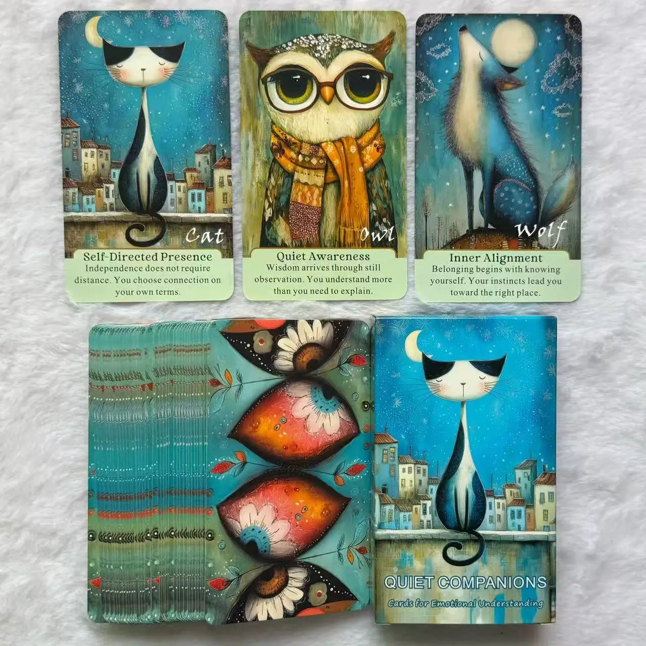 Animal Themed Oracle Card Deck, Quiet Companions Oracle Deck, 54 Cards, Personal Reading, Card Games, 12*7cm, 14+ Good Vibrations