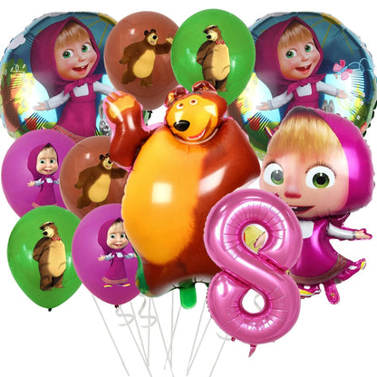 Girl and the Bear Birthday Decorations Disposable Tableware Tablecloth Cup Plate Napkin Balloons Baby Shower kids Party Favors Good Vibrations