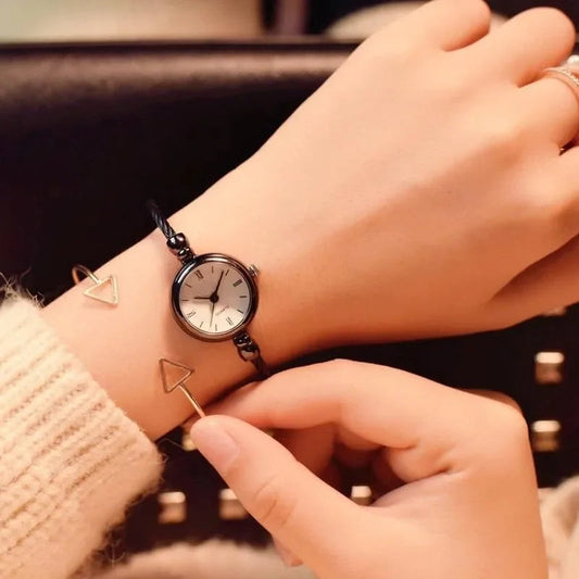 Fashion Bracelet Watches for Women Luxury Stainless Steel Retro Ladies Quartz Wristwatches Women Dress Clock 여자시계 Good Vibrations