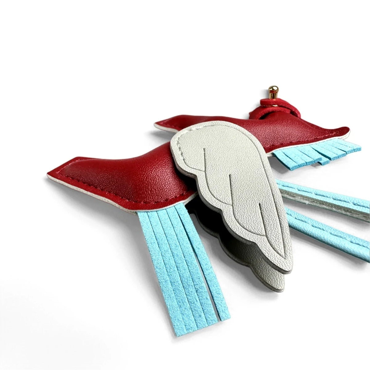 Elegant Winged Pony Keychain with Detachable Mouth Strap | Hand-Stitched Premium PU Leather Bag Charm with Plush Filling, Gift Good Vibrations