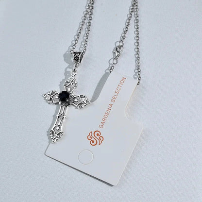Cross pendant necklace Gothic style zircon inlaid pendant Good Vibrations