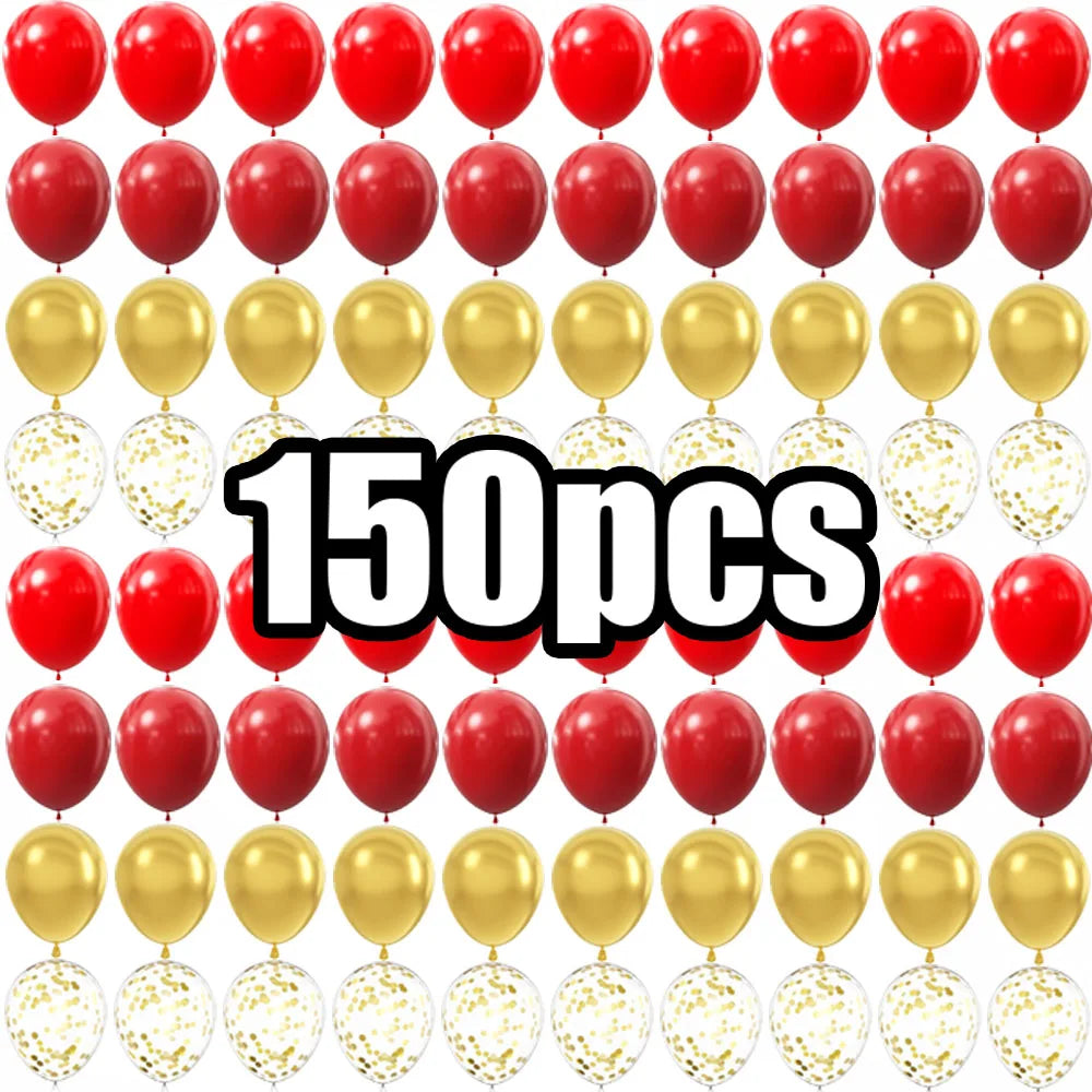 15-150 wedding themed decorations with red and gold latex balloons, suitable for birthdays, weddings, and home decor Good Vibrations