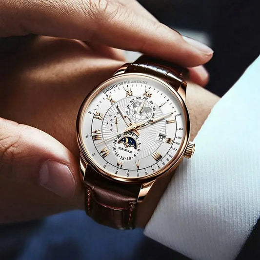 2024 Men Watch Fashion Top Luxury Sport Men's Wristwatch Waterproof Luminous Leather Date Quartz Watches Man clock Good Vibrations