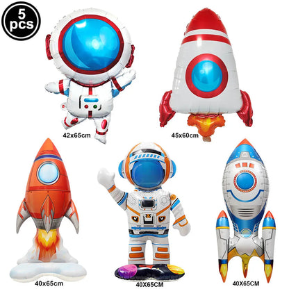 4D Standing Astronaut Spaceman Balloons Rocket Foil Balloons Kids Toys Baby Shower Outer Space Themed Birthday Party Decorations Good Vibrations