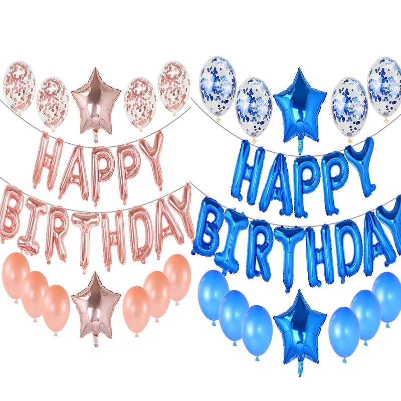 Happy Birthday Decoration Balloons Pink Blue Letter Foil Ballons Set Children Adult Birthday Party Anniversary Decor Supplies Good Vibrations