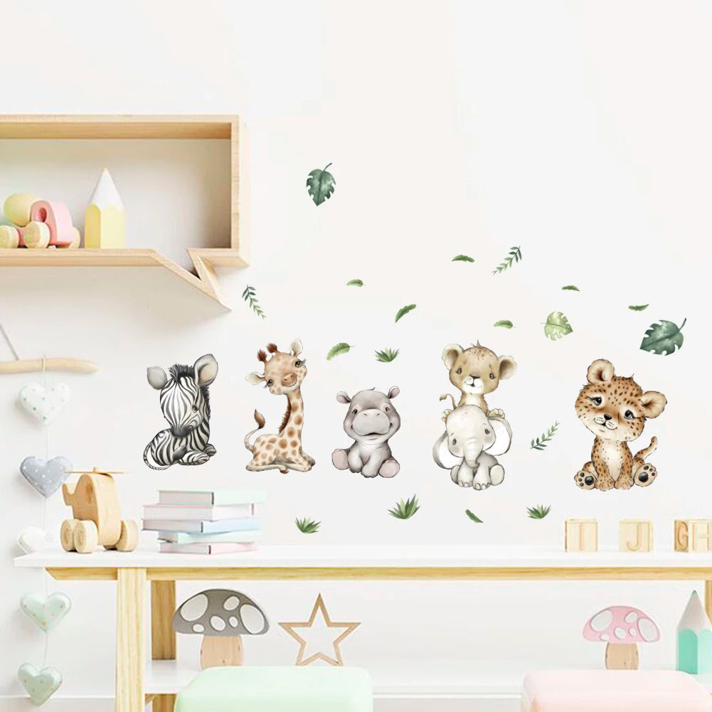 Cartoon Animals decals wall stickers for kids rooms children bedroom wall decals 3d vivid poster Decoration murals Beby Favors Good Vibrations