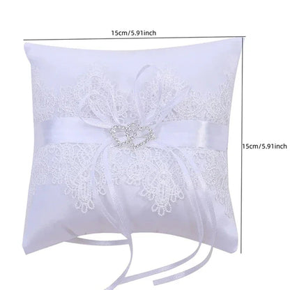 20x20cm White Lace Wedding Ring Pillow Romantic Ring Pillow Alliance Bridal Ring Bearer Pillow Cushions Decoración de bodas Good Vibrations