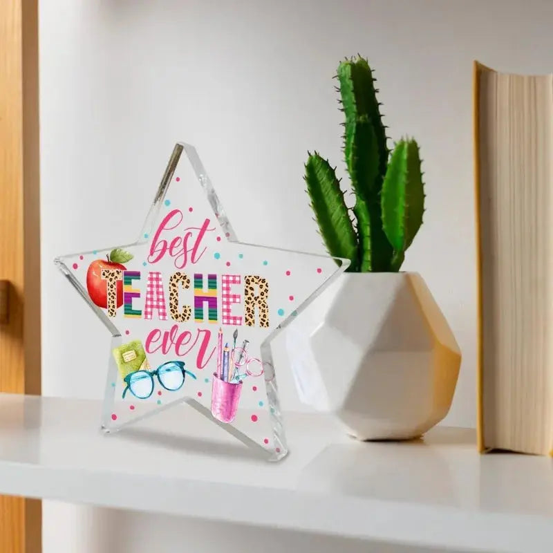 Teacher Gifts (Women/Men): "Best Teacher" Acrylic Keepsake—Birthday/Christmas/Teacher’s Day/Graduation Good Vibrations