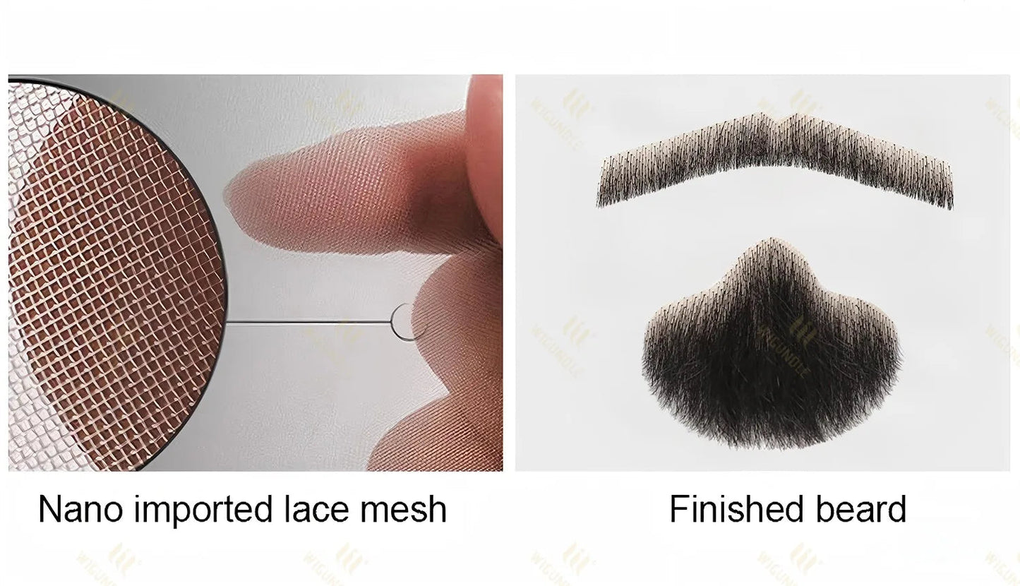 Wigundle Man's Beard Hand Made Real Hair Fake Beard Mustache Fancy Synthetic Invisible for Makeup Fake Hair Cospaly Party Tools Good Vibrations