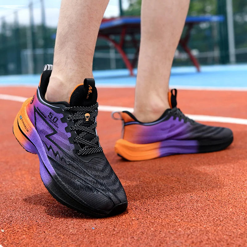 New Men's Carbon Plate Running Shoes Soft Cushion Shock Absorbing Sports Shoes Unisex Sneakers Light Anti-Slip Training Shoes Good Vibrations