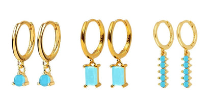 925 Sterling Silver Needle Summer Blue Earrings Trend 18K Gold Hoop Earrings for Women Fashion Puncture Jewelry Ear Accessories Good Vibrations