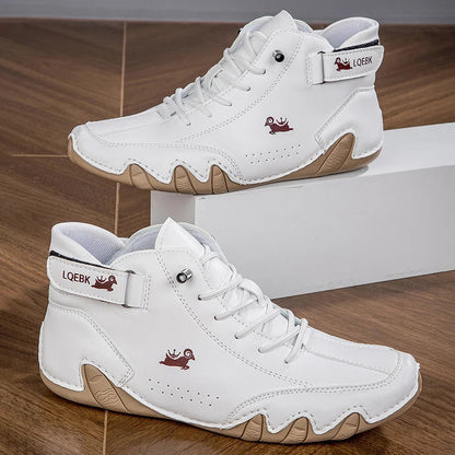Boots for Men Casual High Top Sneakers Soft Sole Fashion Mens Slip-On Leather Driving Walking Shoes Comfort Luxury Ankle Boots Good Vibrations